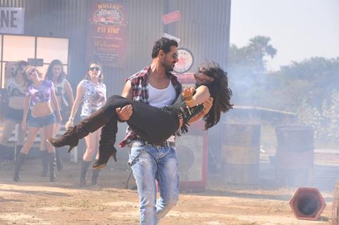 John Abraham and Chitrangada Singh shooting for film ''I Me Aur Main'' song at Kamalistan Studios