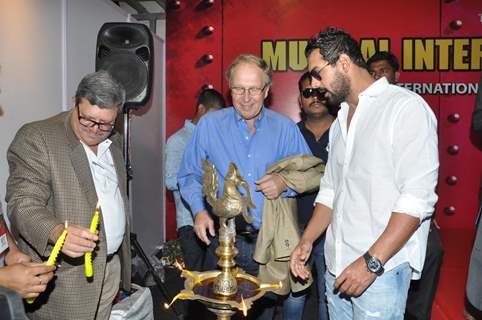 Yamaha Brand Ambassador John Abraham inaugurates Mumbai International Motor Show 2013 at BKC in Mumbai