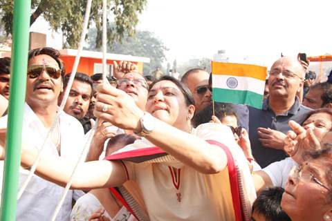 Ajay Devgan at flag hoisting ceremony for Republic Day at Vile Parle in Mumbai