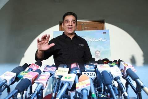 Bollywood actor Kamal Haasan addressing the media about the release of his film Viswaroopam in Chennai, 30 Jan 2013.