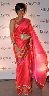 Bollywood actress Mandira Bedi at the Jade Jagger's latest collaboration with Kerastase to design the bottle for Kerastase's Elixir Ultime a unique luxury brand in Mumbai on Wednesday, January 30th, evening.