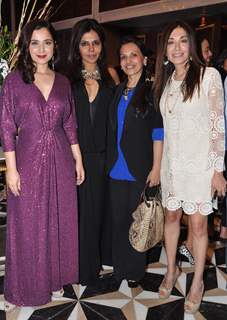 (L to R) Simone Singh, Nisha Jamvwal, Poonam Soni, Kadambari Lakhani at the Jade Jagger's latest collaboration with Kerastase to design the bottle for Kerastase's Elixir Ultime a unique luxury brand in Mumbai on Wednesday, January 30th, evening.