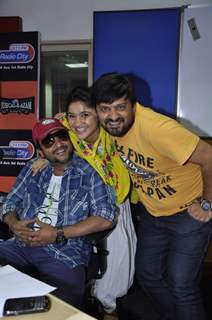 Music director duo Sajid-Wajid Ali with RJ Archana at a musical festival 'Musical-E-Azam' season 5 by Radio City 91.1FM in Bandra, Mumbai on Wednesday, January 30th, evening.