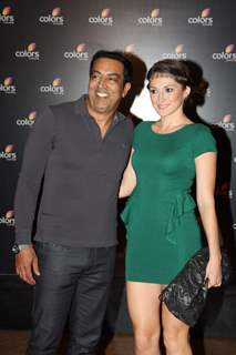 Vindu Dara Singh with his beautiful wife Dina Umarova at the 4th anniversary party of COLORS Channel