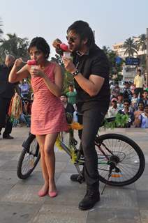 Vivek Oberoi and Neha Sharma promotes Jayantabhai Ki Luv Story on Valentine day