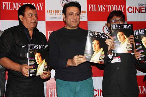 Bollywood actor Govinda with Rajesh Shrivastava, CMD, Films Today, filmmaker Raju Kariya during the launch of the 7th anniversary issue of 'Films Today' magazine in Mumbai.