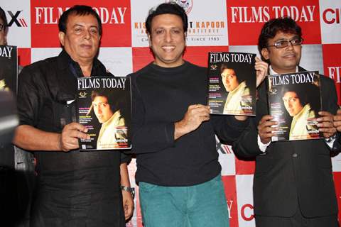 Bollywood actor Govinda with Rajesh Shrivastava, CMD, Films Today, filmmaker Raju Kariya during the launch of the 7th anniversary issue of 'Films Today' magazine in Mumbai.