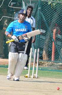 Indian cricket team at a practice session before the second cricket Test match in Hyderabad on March 1, 2013.