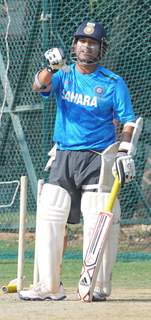 Indian cricket team at a practice session before the second cricket Test match in Hyderabad on March 1, 2013.