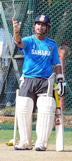 Indian cricket team at a practice session before the second cricket Test match in Hyderabad on March 1, 2013.