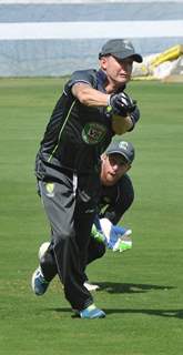 Australian cricket team at a practice session before the second cricket Test match in Hyderabad on March 1, 2013.