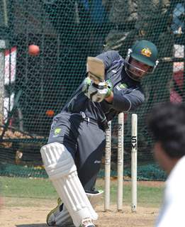 Australian cricket team at a practice session before the second cricket Test match in Hyderabad on March 1, 2013.