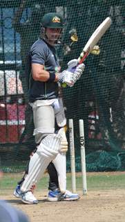 Australian cricket team at a practice session before the second cricket Test match in Hyderabad on March 1, 2013.