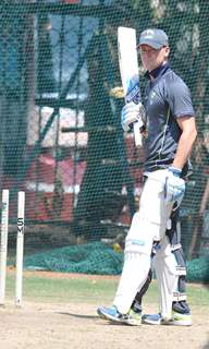 Australian cricket team at a practice session before the second cricket Test match in Hyderabad on March 1, 2013.