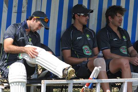 Australian cricket team at a practice session before the second cricket Test match in Hyderabad on March 1, 2013.