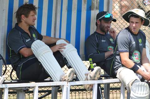 Australian cricket team at a practice session before the second cricket Test match in Hyderabad on March 1, 2013.