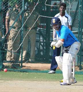 Indian cricket team at a practice session before the second cricket Test match in Hyderabad on March 1, 2013.