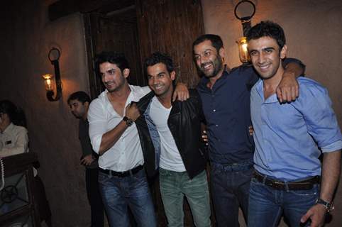 Sushant Singh Rajput, Raj Kumar Yadav, Abhishek Kapoor and Amit Sadh at Success bash of Kai Po Che!