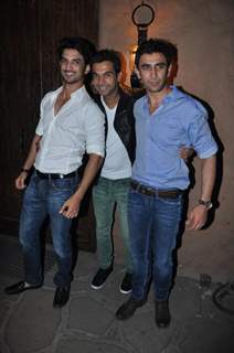 Sushant Singh Rajput, Raj Kumar Yadav and Amit Sadh at Success bash of 'Kai Po Che!'