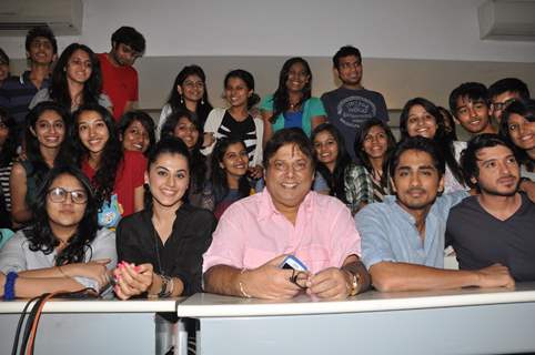 Tapsee Pannu, David Dhawan, Siddharth Narayan and Divyendu Sharma at Film Chashme Baddoor Promotion