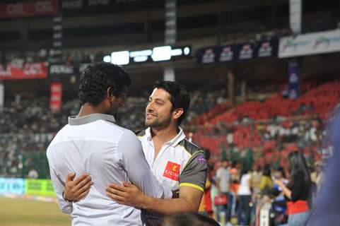 Celebrity Cricket League 2013 (CCL) Finals between Karnataka Bulldozers vs Telugu Warriors at the Chinnaswamy Stadium in Bengaluru