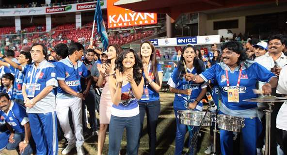 Celebrity Cricket League 2013 (CCL) Finals between Karnataka Bulldozers vs Telugu Warriors at the Chinnaswamy Stadium in Bengaluru