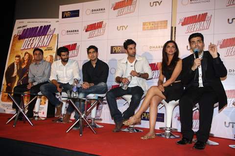 Aditya Roy Kapoor, Ayan, Ranbir, Deepika, Karan Johar at Yeh Jawaani Hai Deewani first look launch