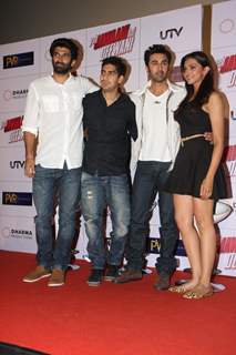 Aditya Roy Kapoor, Ayan, Ranbir Kapoor and Deepika Padukone at Yeh Jawaani Hai Deewani first look