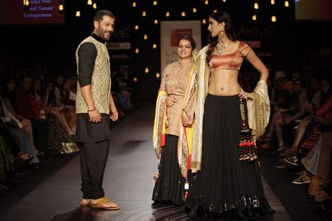 Celebs walk the ramp for Swades Foundation show by Vikram Phadnis at LFW