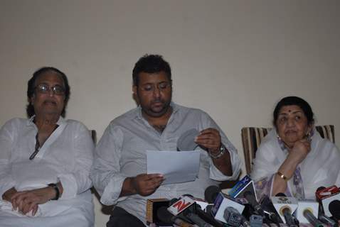 Lata Mangeshkar during press conference to announce Dinanath Mangeshkar awards