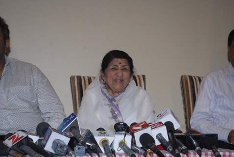 Lata Mangeshkar during press conference to announce Dinanath Mangeshkar awards