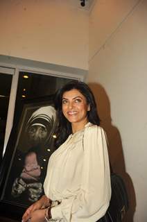 Sushmita Sen gestures during the Gautam Patole’s art exhibition Women & We men