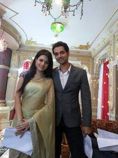 Shruti Kanwar as Ovi and Shakti Arora as Onir on the sets of Pavitra Rishta