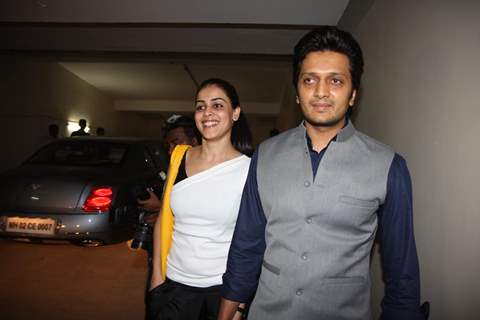 Ritesh Deshmukh with Genelia Deshmukh at Special screening of Bombay Talkies