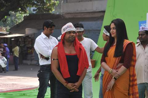 Rajpal Yadav and Gracy Singh at Mahurat of Janta Vs Janardhan-Bechara Aam Aadmi