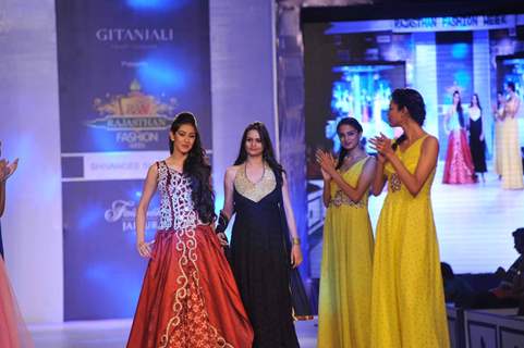 Miss India 2013 Navneet Kaur Dhillon walks for designer Shivangee Sharma at Rajasthan Fashion Week