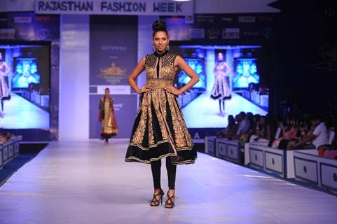 Designer Ritu Kumar during a fashion show at the Rajasthan Fashion Week