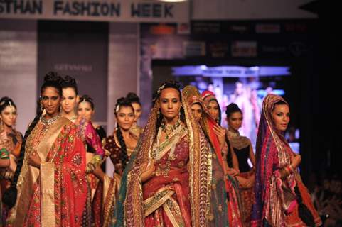 Designer Ritu Kumar during a fashion show at the Rajasthan Fashion Week