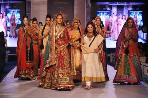 Designer Ritu Kumar during a fashion show at the Rajasthan Fashion Week