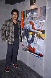 Sangeeta Bambini, Javed Akhtar and Shekhar Suman during Sangeeta's solo Art Show