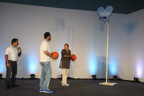 John Abraham with his mother Firoza Irani at P&G initiative THANK YOU MOM at Mehboob Studios in Bandra, Mumbai