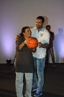 John Abraham with his mother Firoza Irani at P&G initiative THANK YOU MOM at Mehboob Studios in Bandra, Mumbai