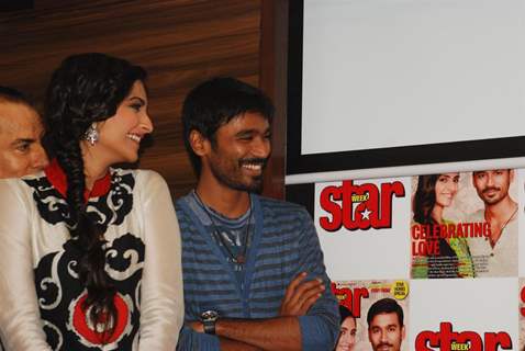 Sonam & Dhanush at the launch of Magna Star Week's latest issue