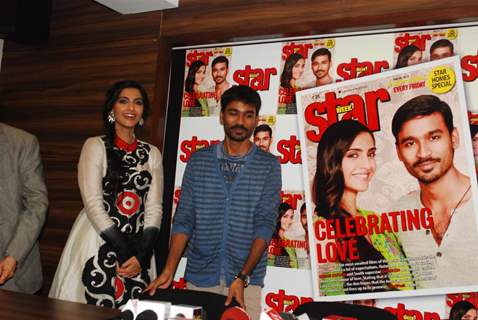 Sonam & Dhanush at the launch of Magna Star Week's latest issue