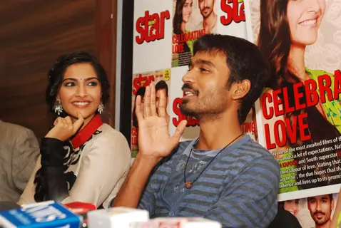 Sonam & Dhanush at the launch of Magna Star Week's latest issue