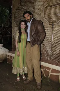 Ranveer Singh and Tina Dutta On the sets of Uttaran to promote the film Lootera