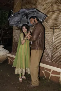 Ranveer Singh and Tina Dutta On the sets of Uttaran to promote the film Lootera