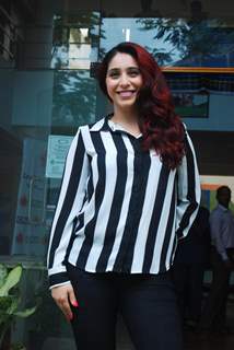Indian Bollywood actress Neetu Chandra and pop singer Neha Bhasin at a cancer screening camp organised by the Cancer Patient Aid Association (CPAA) with Mumbai