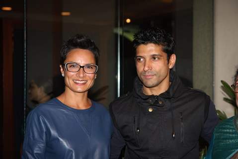 Farhan Akhtar was seen at Film Bhaag Milkha Bhaag success party