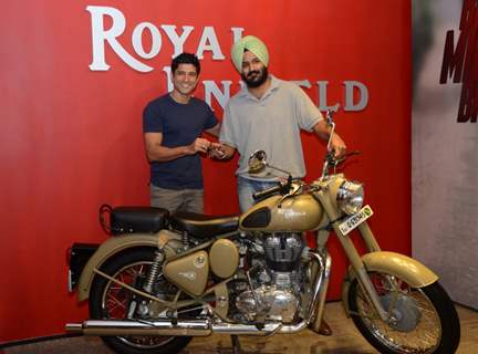 Farhan Akhtar during a contest that was held by Royal Enfield at Gurgaon